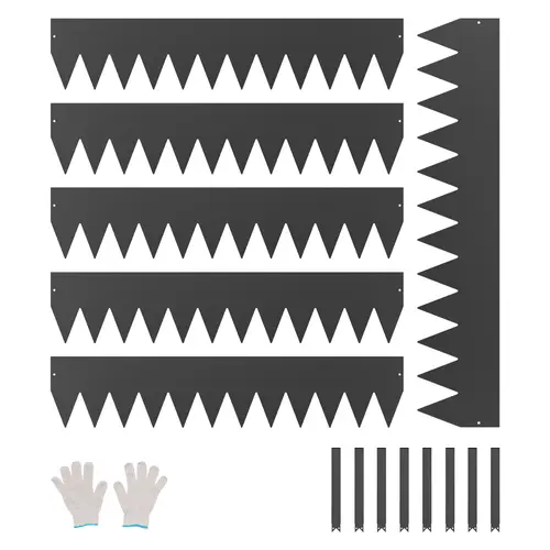 【toolupgrade】VEVOR Galvanized Steel Landscape Edging, 6 Packs 40x8 in Rust-Resistant Flexible Metal Edging, Heavy-Duty Sturdy Steel Border with Simple Setup Clips, Separates Garden Zones (Black)