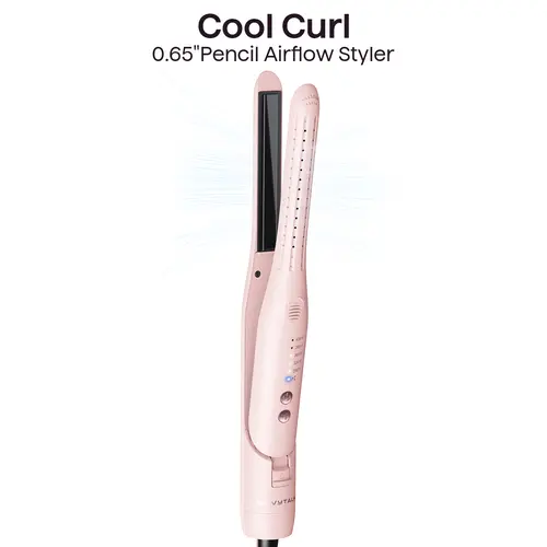 Wavytalk Cool Curl Pencil Curler - 0.65" Slim Barrel All-in-1 Curlers & Straighteners, 360° Cool Airflow, 5 Temp Settings, Root Lift, Heat-Safe Design Flat Iron Hair Curling Appliance