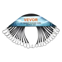 【toolupgrade】VEVOR 50-Piece Flat Bungee Cord Set, 19.8mm Heavy-Duty Straps with Abrasion-Resistant Steel S-Hooks, 21in High Elastic Rope for Trucks, Logistics, Home Organization, Black