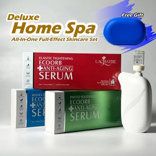 LACHATRE BEAUTY: Home Spa Deluxe Set Combine with EcoOrb Anti-Aging Serum & Nano-Mist & Nano Case with Niacinamide & Retinol & Centella Asiatica for Elasticity Enhancing Moisturizing Repairing Day & Night-time Skincare Hydrating Moisturizer K-Beauty, Whit