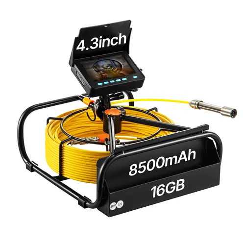 【toolupgrade】VEVOR Video Sewer Camera, 20m/66ft Snake Cable, 4.3 Inch Screen Industrial Endoscope, IP68 Waterproof, DVR Record, LED Lights, SD Card, Batteries, Flexible Spring, Car Repair & Home Plumbing Inspection Tool, 20 M / 66 Ft