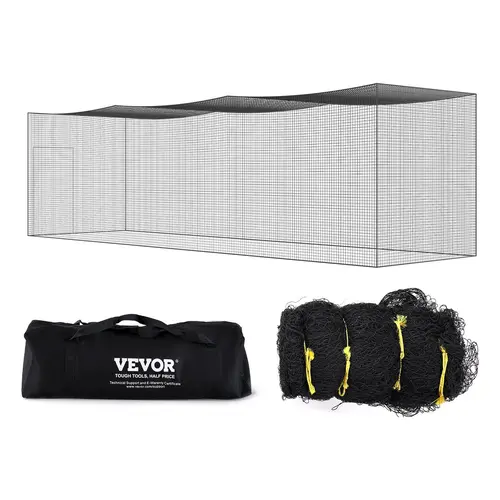 VEVOR 35ft Enclosed Batting Net - Heavy-Duty PE Training Equipment for Baseball Softball Batting Practice, Portable Pitching Cage with Cage Door & Carry Bag (NET ONLY),toolupgrade