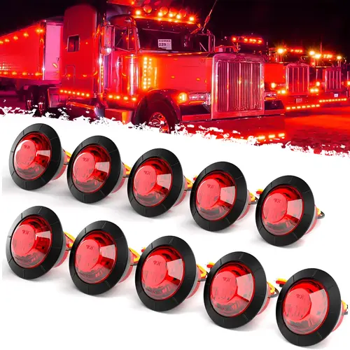 DIBMS 10PCS LED Red Side Marker Lights,3/4" Bullet Front Rear Trailer Clearance Light,Tail Signal Indicator Mark Light for Truck Pickup Caravan Boat  Vehicle Led Beacon