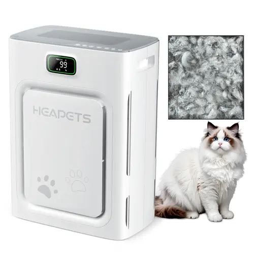 【2026 New Arrivals】Heapets P358 Pet Purifier for Home Large Room (Up to 2500 sq ft), H13 HEPA Double-Sided Filter, Cleaner for Pet Hair, Dander, Odor, Allergens, PM2.5, with Quality Monitor, Auto Mode, 5 Speeds, Ce, Apartment, Modern Family, Hair Removal,