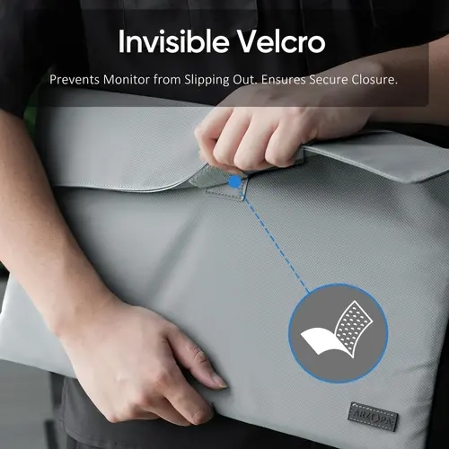 Portable Monitor Laptop Sleeve Bag PU Leather Case for Travel Gray Water-resistant Lightweight Slim Compatible with ARZOPA Portable Monitor Laptop Tight Closure