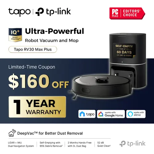 TP-Link & Tapo RV30 MAX Plus: LiDAR Robot Vacuum & Mop with Auto-Empty Dock, 5300Pa,Smart Mapping, Voice Control, 97%+ Dust Pickup, 3L Dust Bag, 2 Months Hands-Free Cleaning,dorm essentials,home essentials,back to school,back to school haul,sohochic