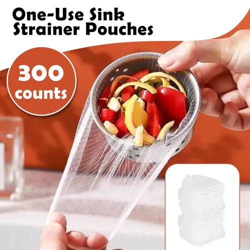 300-Count Disposable Kitchen Sink Drain Fine Mesh Strainer Bags, Home & Bathroom Gadget with Excellent Stretchability for Easy Use,sohochic