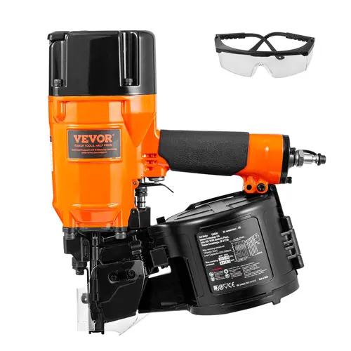 【toolupgrade】VEVOR CN83N 15-Degree Wire Collated Pneumatic Coil Siding Nail Gun, 2"-3.25" Nails, 70-120PSI, Tool-Less Depth Adjustment, Quick-Release Nose, for Construction Fencing Pallet Repair, Power Tools