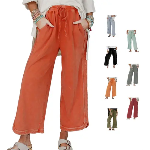 Hixiaohe Womens Washed Wide Leg Sweatpants Vintage High Waist Baggy Pants Drawstring Athletic Palazzo Trousers with Pockets TikTokShopBlackFriday,back to school shopping,clothes for back to school,first day of school outfits,sohochic