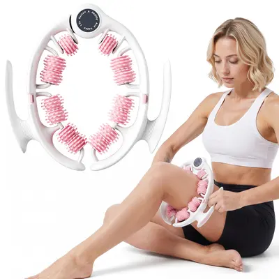 Merach Manual Push-Pull Roller Relaxing Deep Tissue Massage Cellulite Massage Tool Ring for Thigh Calf & Waist Foam Roller for Daily Stretching & Recovery Body Care Pink BackToSchool