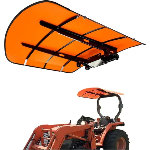 HECASA ROP Mounting Tractor Canopy Top - 48-3/8"x48-3/8" Orange, 48x8x3" ABS Plastic, Lightweight Easy-Install Sun Protection for Farmers' Mowers (Adds ~4" Height, Adjustable Angle)