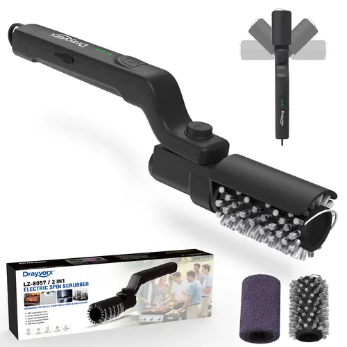 Upgraded Electric Grill Brush, Cordless Rechargeable Grill Cleaning Brush with Adjustable Angle, Stainless Steel Brush Head, 3-Speed Power, 120-Min Runtime,Barbecue Accessories,Barbecue Utensils, Waterproof Cleaner for BBQ Grates,sohochic