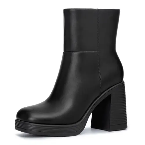 Athlefit Women's Platform Ankle Boots - 3.54 in Chunky Block Heels, Square Toe, Side Zip, Comfortable Heels, Statement Shoes, Women's Shoes, Fashion Dress Booties Footwear,sohochic