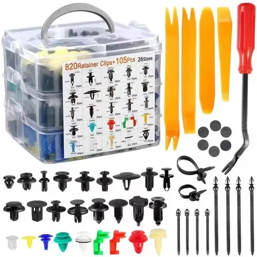 HE26 Car Clip Retainer Rivets Fasteners Kit (925/725/240/100 PCS) with 1 Remover for Cars Repair, Door Trim Clips, Push Pin for Fast Removal, Comprehensive toolupgrade