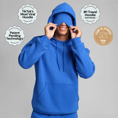 Comfrt | Airplane Mode Travel Hoodie | Oversized Hoodie With Eye Mask For Travel & Airport Style