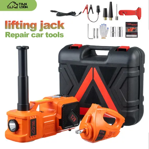 TANLOOK 5-Ton Heavy Duty Hydraulic Electric Jack - Compact, High Load Capacity Portable Tool with Built-In Air Pump, LED Light, Tire-Changing Gear for SUVs, Light Trucks, Roadside Emergencies