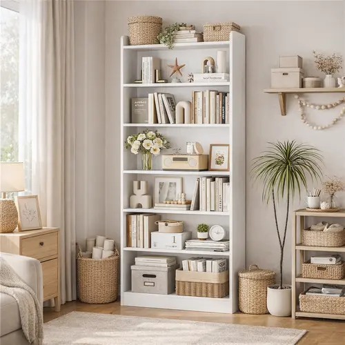 Yaheetech 6-7 Tier Open Shelf Bookshelf - Modern Simple Tall Indoor Shelves, Apartment Furniture with Top Open Compartment for Books, Storage Organization, Living Room Decor, Office Use