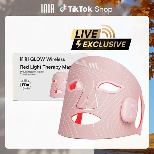 【LIVE EXCLUSIVE】INIA GLOW Wireless LED Face Mask, 2-Year Warranty, Portable and Rechargeable for LED Facial Mask Skincare at Home and Travel, The Ultimate Gift Choice for this Season，Summer Travel Accessories,sohochic