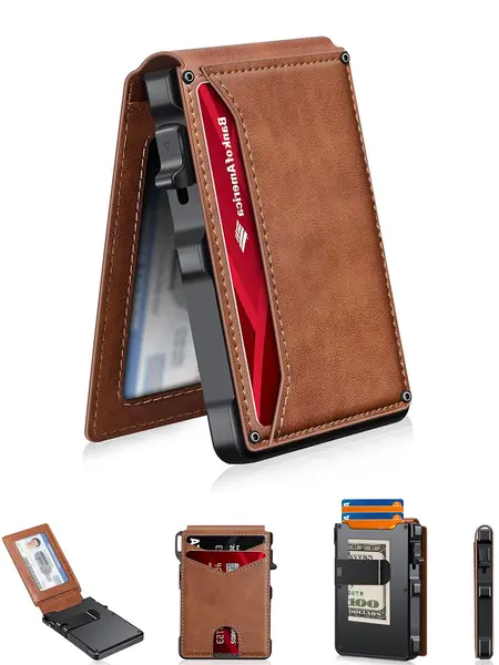 TacticalTide Men's RFID Card Holder - Slim Profile EDC Items with Aerospace Alum. 5+ Cash Clip, Minimalist Front Pocket Wallet, Men's Accessory for Boyfriend Gifts, Anniversary Presents,sohochic