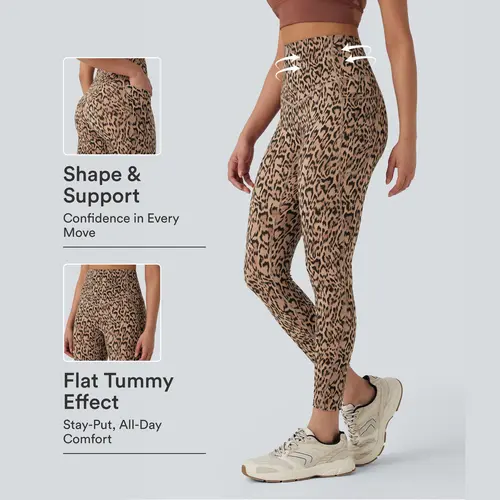 Halara UltraSculpt Leopard Print High Waisted Tummy Control Yoga Leggings with Pockets #BackToSchool