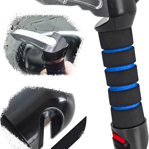 Automotive Car Entry Aid Door Assist Support Handle Accessory - Adjustable Forged Steel Anti-Rust Latch Bar, Ergonomic Foam Rubber Grip, Seat Belt Cutter, Compact for Glove Box or Storage Bag (Blue, Black),sohochic