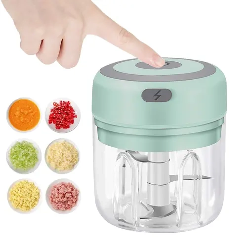 Multifunctional Food Chopper - USB Rechargeable Cordless Portable Handheld Vegetable Chopper Tool, 250ml Stainless Steel Mini Food Processor for Home Cooks, Quick Clean Parts, Press Longer for Smoother Results, Kitchen Accessories,sohochic