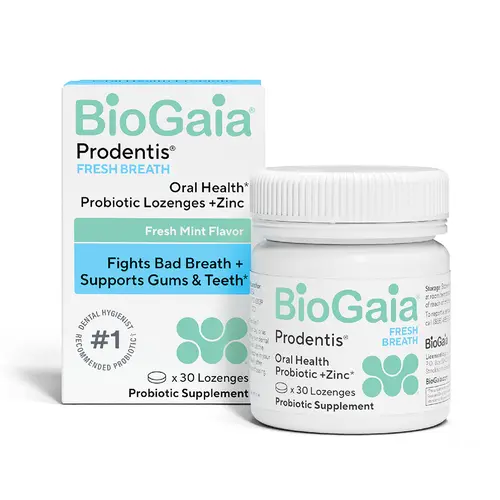 BioGaia Fresh Breath Oral Probiotics for Bad Breath & Halitosis | + Zinc to Neutralize Odors | Promotes Healthy Gums & Teeth | 30 Dental Probiotic Lozenges | Dental Hygienist-Recommended