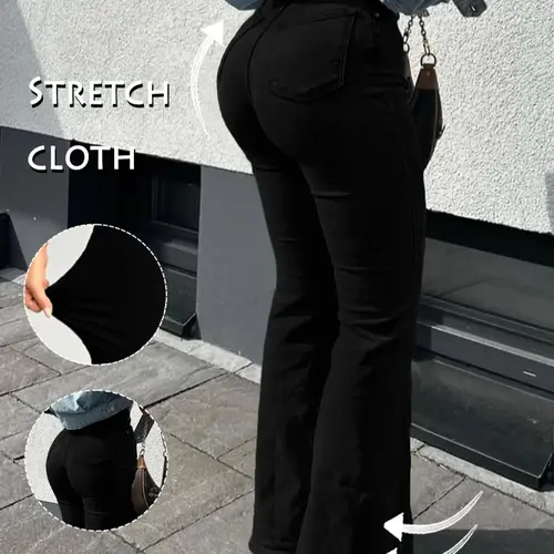 GILIPUR Y2K Women's Slim-Fit Flared Pants,Casual Pants,Button-Fly Pocket Flared Pants ,Suitable For All Seasons Flared Pants, Women's Bottoms For Daily Wear,High elastic women's clothing,Women's flared trousers，Deals For Me Days,Spotlight Finds