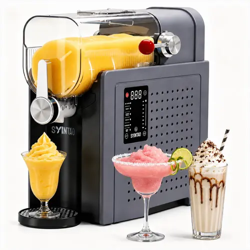 SYINTAO Compact Slushie Soft Serve Machine (Ice Free) with 24H Preset , 88oz & Auto-clean Mode, Kitchen Supplies