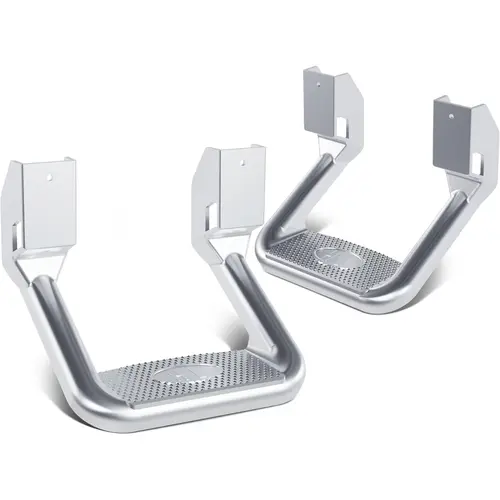 HECASA 2 Pcs Polished Silvery Aluminum Universal Side Hoop Steps, Car Accessories Compatible with 1967-2020 Chevy, GMC, Ford, Isuzu, Mitsubishi, Dodge, Jeep, Nissan, Toyota, Mazda
