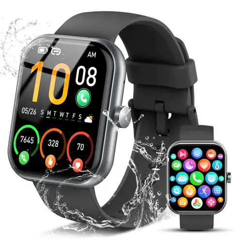 Fitness Smart Watch for Women, 1.83" HD Waterproof Smartwatch with 120 Sports Modes, Bluetooth Call, Calorie Tracker, Sleep Data After Bed, 5 ATM Water-Resistance, No APP/Phone Required, Android/iOS Compatible, Black