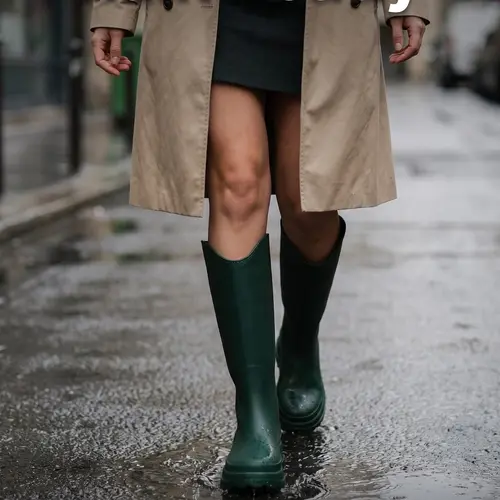 Women's Waterproof Over-The-Knee Rain Boots, Fashionable Rain Boots, Trendy Boots Fashion Thick Sole Non-Slip PVC Material, Casual Round Toe Spring & Fall Shoes