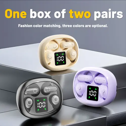 MSHUKCOE Wireless Bluetooth Headphones，Tiny Size Invisible Earbuds，Waterproof Headsets，With Mic，Sleep and Sports Earphones Set, 2 Pairs, Mini and Short Handle Design，for Work Sport Sleeping tiktokshopbacktoschool