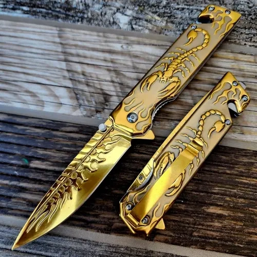 3D Scorpion Embossed Manual Outdoor Folding Knife - Durable Men's EDC Carry Hiking Gear, Ideal Gift for Boyfriend, Men's Gift Option for His Birthday,sohochic