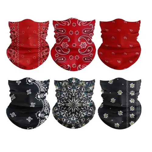 Yeomoo 6Pcs Polypropylene UV Protection Cooling Unisex Adults' Neck Gaiter Set - Seamless, Breathable One Size Neck Scarf, Face Mask, Balaclava, Headband, Head Wrap for Motorcycle, Biking, Outdoor Activities