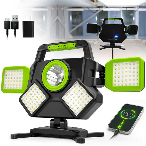 SideKing 55W Dual LED Flashlight - Portable Lighting, Rechargeable Work Light with Magnetic Base, Foldable Arms, 360° Rotatable Design, 6 Modes, Powerbank Function for Mechanics, Dual Led Flashlights,toolupgrade