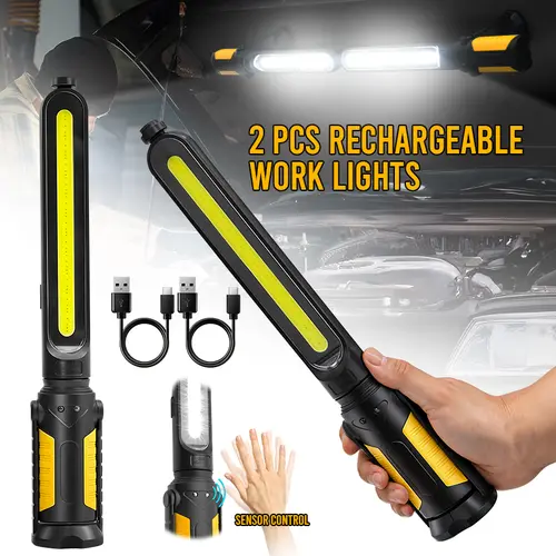 【DealsForYouDays】Sylstar Rechargeable LED Work Light for Mechanics - 2400LM Powerful Handheld Lamp with Magnetic Hooks, Remote Sensor, USB Power Anywhere, Ideal for Workshop, Car Repairs, Car Emergency,toolupgrade