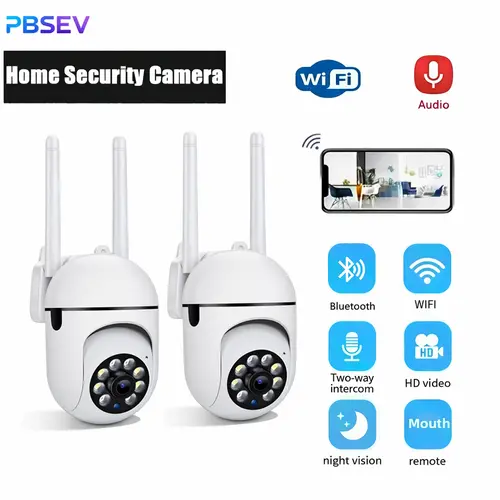 PBSEV 1080P HD Smart WiFi Home Security Camera, Panoramic PTZ Indoor Camera with Bluetooth Pairing, 14-User Concurrent Live View/PTZ Control, 911 Alarm System, Color Night Vision, Motion Detection, 2-Way Audio, 24/7 Recording, Ideal Housewarming Gift, Hom