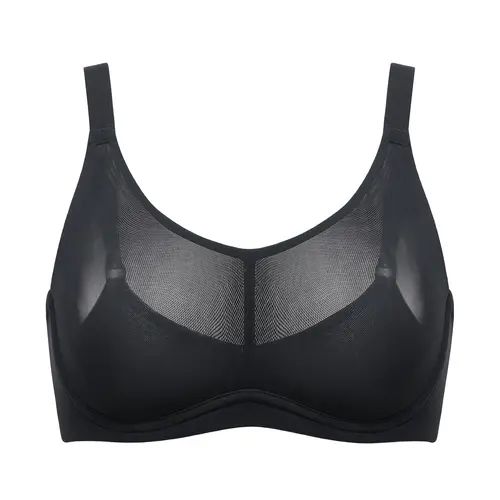 DELIMIRA Women's Cosnufy Full Coverage Bra Sheer Mesh Plus Size Underwire Unlined