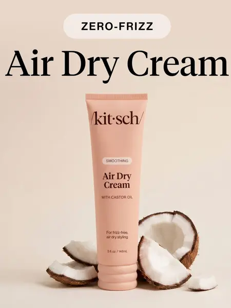 Kitsch Smoothing Air Dry Cream with Castor Oil - Vegan & Cruelty-Free Formula for Frizz-Free Styling - 5 fl oz / 148 ml