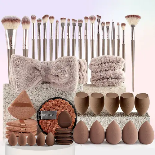 Yostyle 49pcs Cosmetic Makeup Brushes Kit - Flawless Multi-functional Beauty Tool for Foundation, DIY Beauty & Makeup Haul, Perfect Gift (Champagne),sohochic