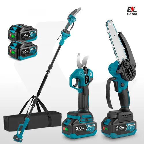 Yofidra 2-in-1 Cordless 450W Brushless Motor Pole Saw & Mini Battery-Powered Chainsaw, 21V Power Tools with 2 Batteries, Plastic-Aluminum Telescopic Rod with Dual Locking for High Branch Pruning,toolupgrade