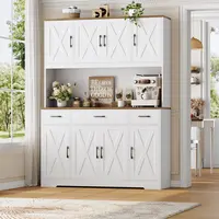 【2 packages shipping】HOSTACK 71" Tall Kitchen Pantry Storage Cabinet with Charging Station, Large Countertop, Farmhouse Food Pantry with 3 Storage Drawers White Furniture