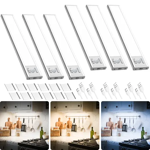 Under Cabinet Lights,76LED Motion Sensor Night Light Indoor，1500mAh USB Rechargeable Light，Magnetic Dimmable Lights for Kitchen, Stairs，Wardrobe Lighting