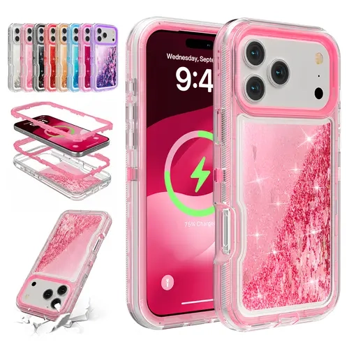 Liquid Glitter Case for iPhone 18 Pro Max 17 16 15 14 13 Pro Max Shockproof Phone Case,Colorful Quicksand TPU Bling Flowing Liquid Floating Sparkly Hybrid Heavy Duty Case