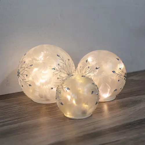 LumaBase Batter y-Operated Glas s Snowflake Glo bes, 3ct