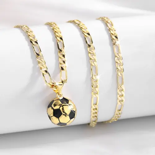 Fashion Solid Soccer Pendant Necklace, Charms Necklace, Chain Necklace, Costume Jewelry Necklace, Jewelry for Football Fans, Perfect Gift for Sports Enthusiasts, Costume Necklaces