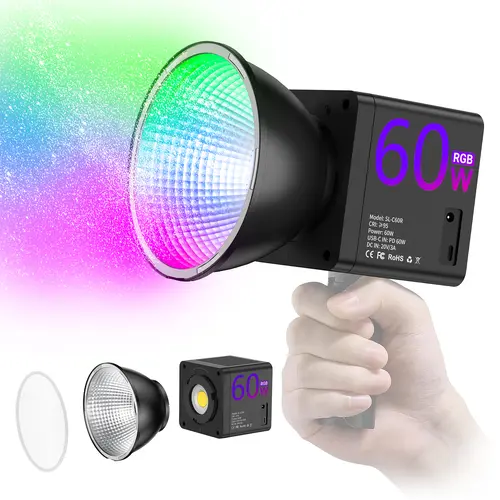 MAMEN RGB-COB Photography Lighting Kit, Compact Handheld Camera Attachment Lights, Beginner-Easy Use, 24oz, for Outdoor Travel & Professional Video Shooting/Live Streaming