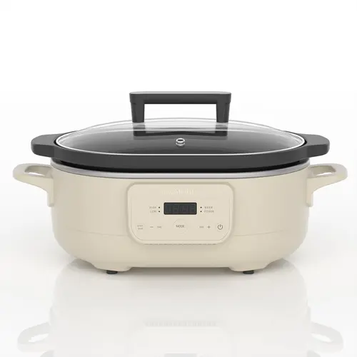 6-Qt Programmable Multifunctional Cooker - Rice Cooker with Slow Cook & More Functions, Removable Non-Stick Easy Rinse Pot for Less Scrubbing, Eco-Ceramic Non-Toxic Digital Display, Compact Ceramic Design for Small Kitchens