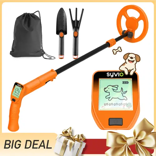 【Best Gift】Syvio Children's Metal Detector, Adjustable 27.5”-37.8” Metal Detector for Kids with Intuitive LCD Display, Lightweight Kids Metal Detectors with 6” Search Coil for Exploration Hiking, Gift for Boys & Girls Learning Machine, Adjustable Stem, Al
